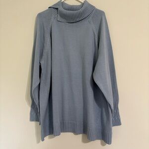 Isaac Mizrahi Light Blue Split Turtleneck Sweater - Size 3XL